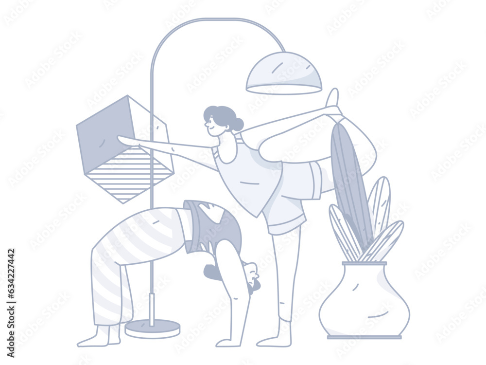 Practicing yoga for physical and mental health flat vector character concept operation hand drawn illustration
Practicing yoga for physical and mental health flat vector character concept operation hand drawn illustration