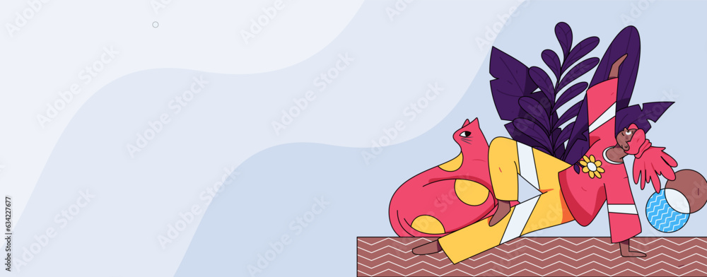 Practicing yoga for physical and mental health flat vector character concept operation hand drawn illustration
Practicing yoga for physical and mental health flat vector character concept operation hand drawn illustration