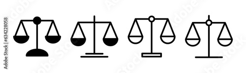Scales icon set illustration. Law scale icon. Justice sign and symbol
