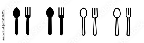 spoon and fork icon set illustration. spoon  fork and knife icon vector. restaurant sign and symbol