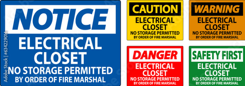 Notice Sign Electrical Closet - No Storage Permitted By Order Of Fire Marshal