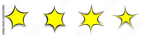 Set of star shaped elements, with shading 