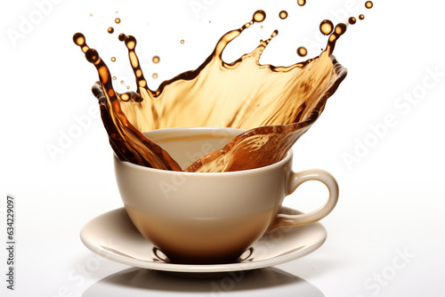 Photo of a cup of coffee spilling out