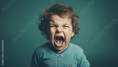  Portrait of Child Screaming in Frustration, Boy Crying Out Loud in Anger, Challenges of Parenting: The Problem Child's Protest, Boy Raising His Voice and Screaming, naughty child, troubled child