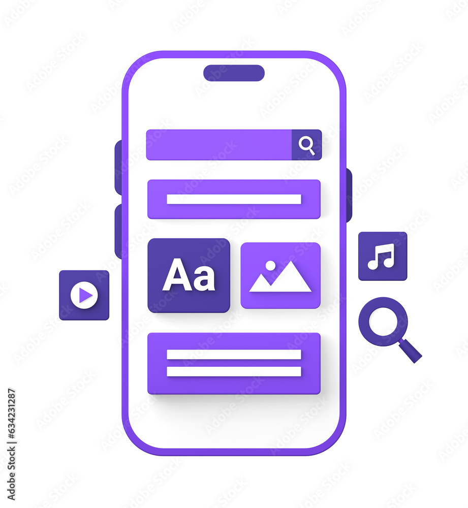 3d purple illustration icon of using smartphone for multimedia music video and social media content creator 3d purple illustration icon of using smartphone for multimedia music video and social media content creator