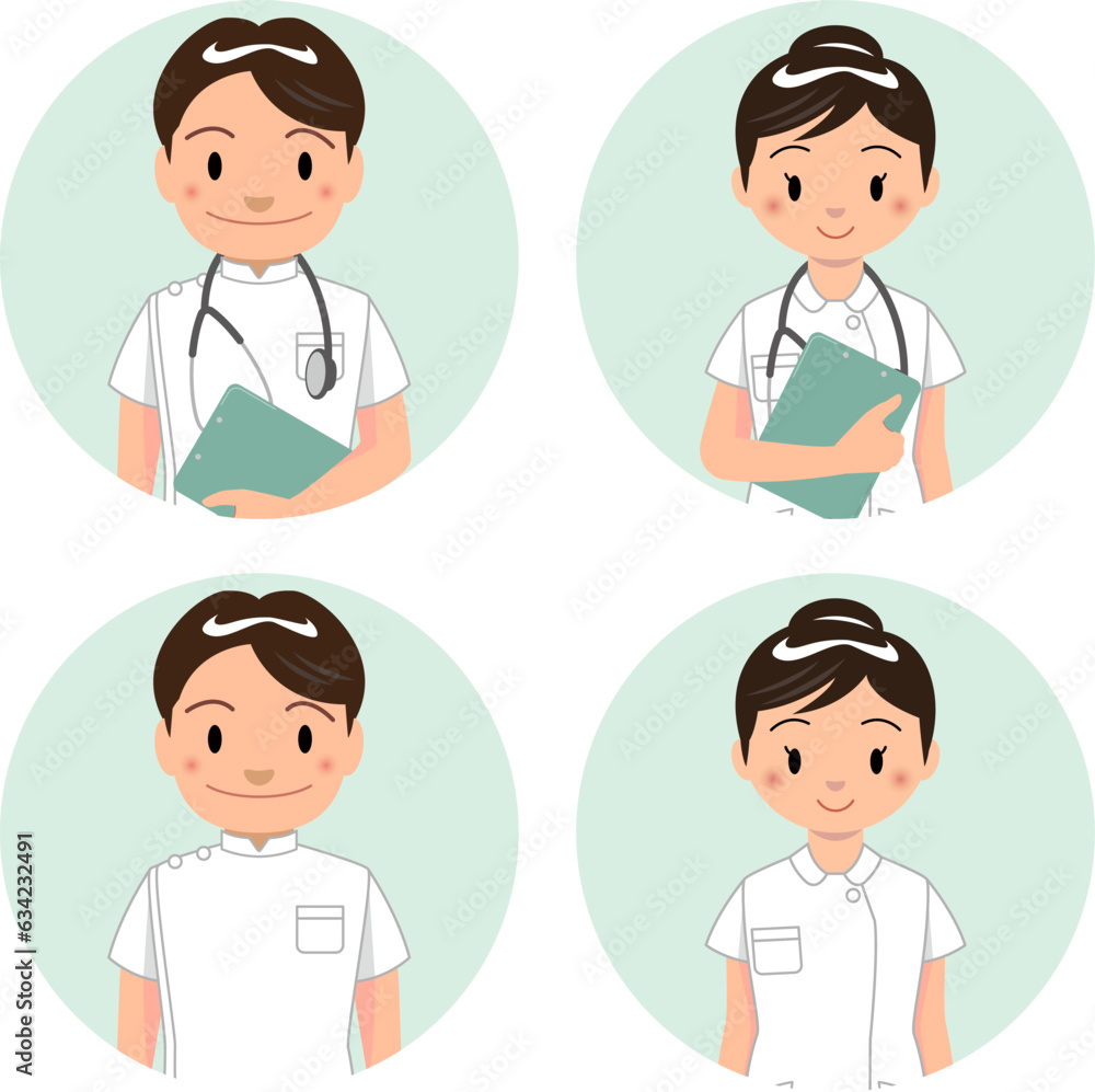 笑顔の看護師のアイコンイラスト素材 笑顔の看護師のアイコンイラスト素材