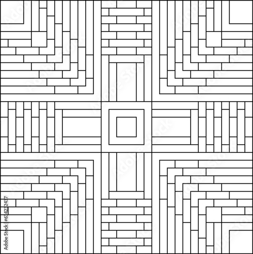 Easy Coloring Pages for Adults. Coloring Page of geometric abstract tile pattern. EPS 8. #715