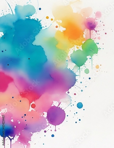 Abstract colorful watercolor backdrop with splashes.