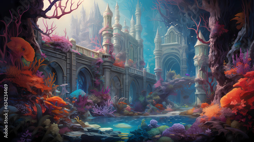 underwater vibrant coral formations resemble the intricate architecture photo