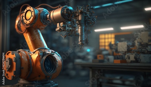 robotic arm in a factory super cute photorealistic det Generative Ai