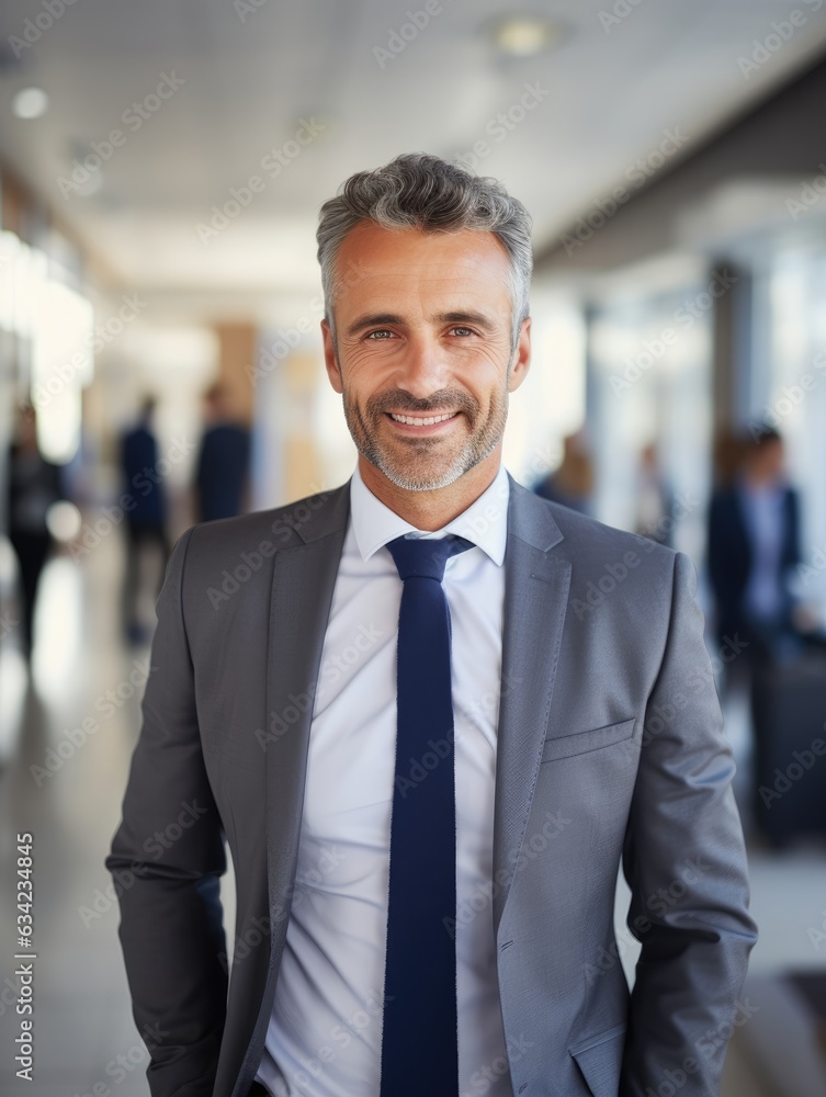 Professional man posing for the camera in an office setting created with AI Professional man posing for the camera in an office setting created with AI