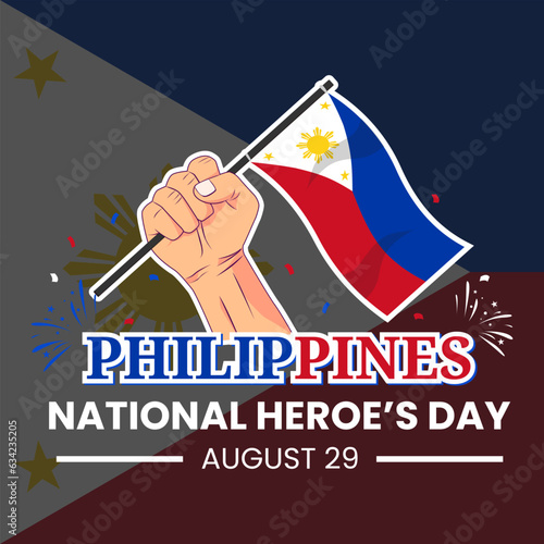 Vector graphic of National Heroes Day of Philippines with fist holding flag