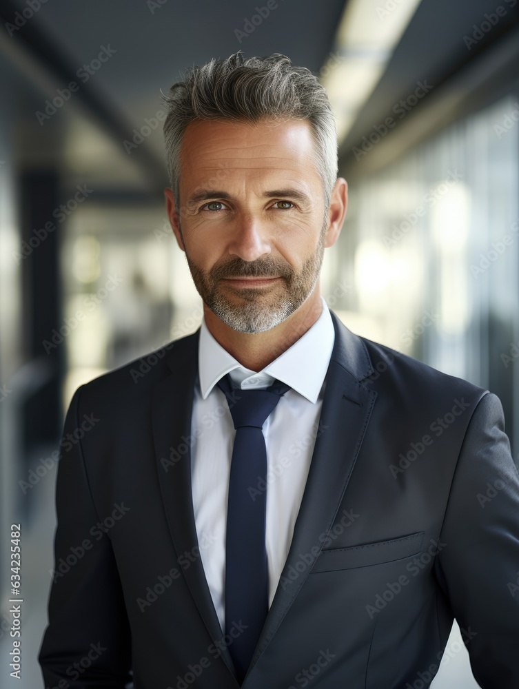 Professional man posing for the camera in an office setting created with AI Professional man posing for the camera in an office setting created with AI