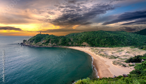Mui Dien Lighthouse in the morning at Phu Yen province, Viet Nam