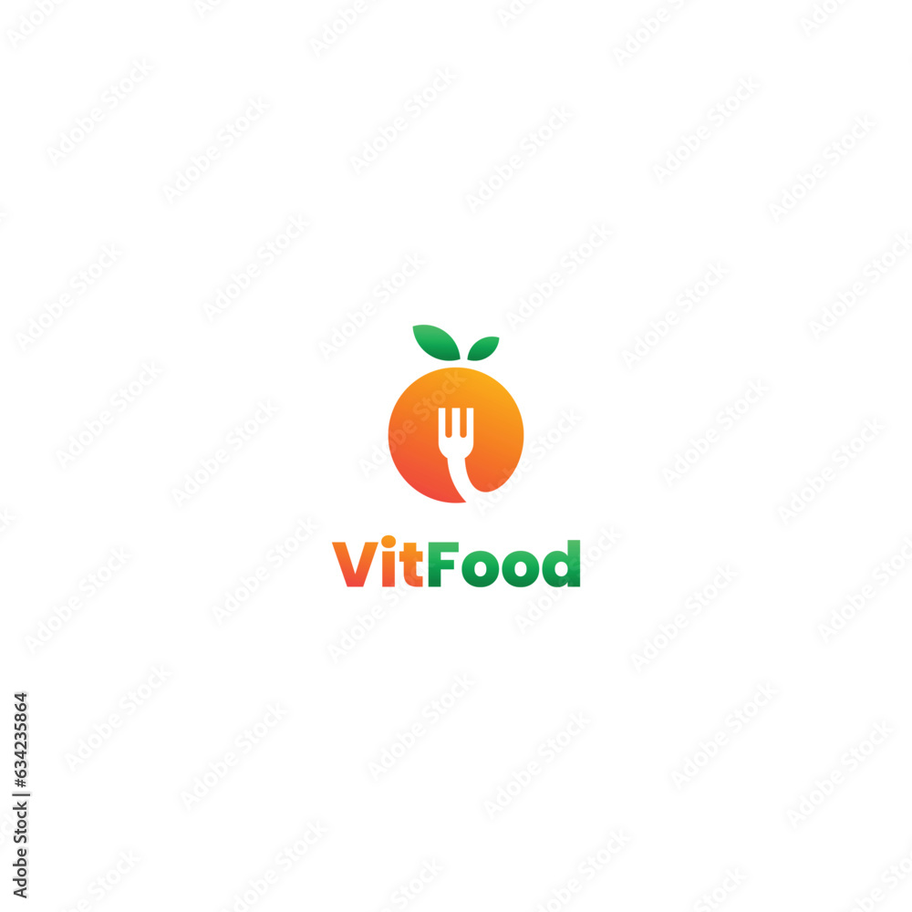 orange combine with fork logo design on isolated background