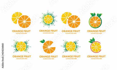 set of logo orange vector icon