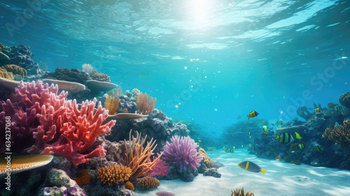 coral reef and fish under the ocean
