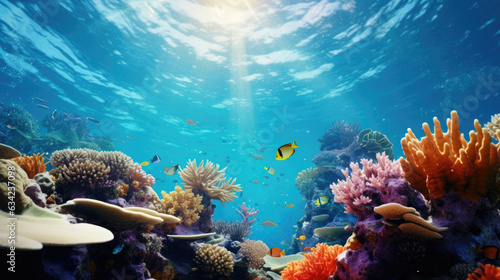 coral reef and fish under the ocean