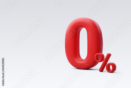 3d Vector Red zero percent or 0% special offer and discount.