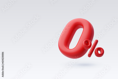 3d Vector Red zero percent or 0% special offer and discount.