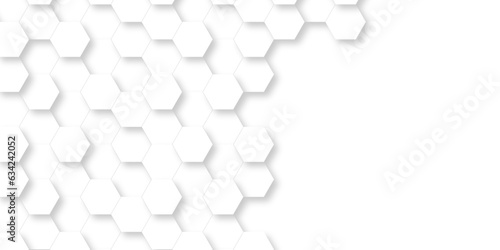 Seamless pattern of hexagons background technology with hexagons. 3d Hexagonal structure futuristic white background and Embossed Hexagon , honeycomb white Background ,light and shadow ,Vector. © MdLothfor