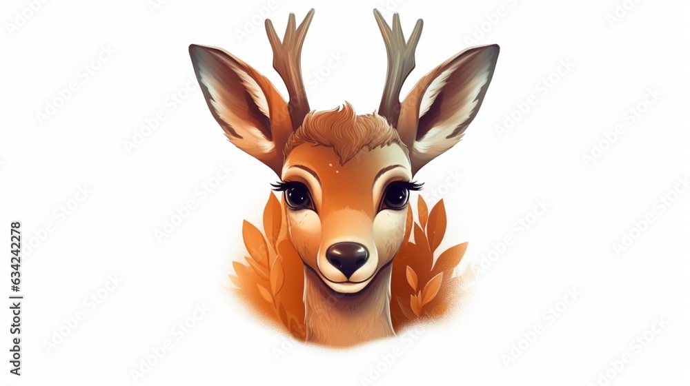 cute deer clipart t-shirt design solid background.Generative AI