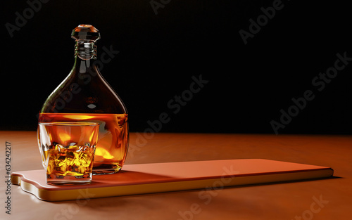 Brandy or whiskey in a clea...