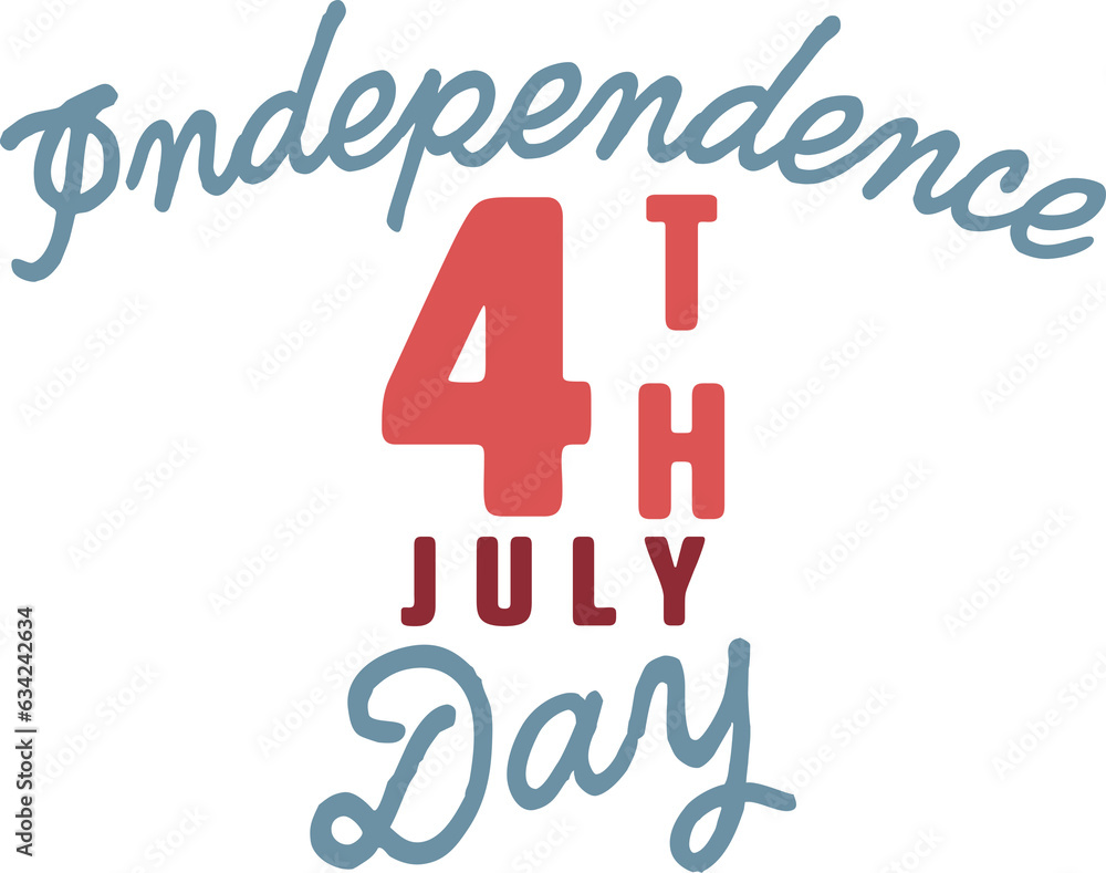 Digital png of 4th july, independence day text on transparent background