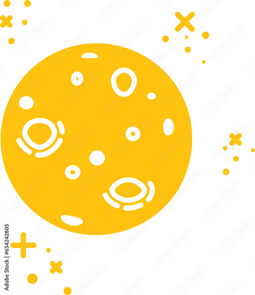 Fototapeta premium Digital png illustration of yellow moon and stars in space on transparent background