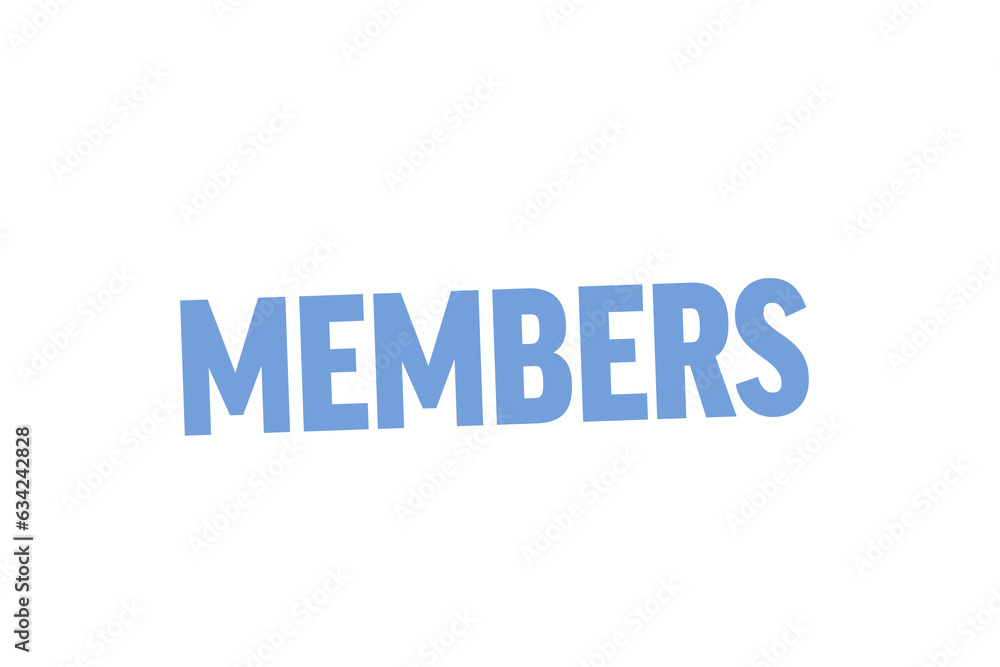 Digital png of members text in blue on transparent background