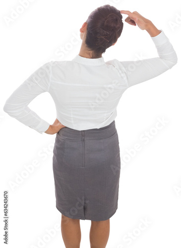 Digital png photo of thoughtful biracial businesswoman on transparent background