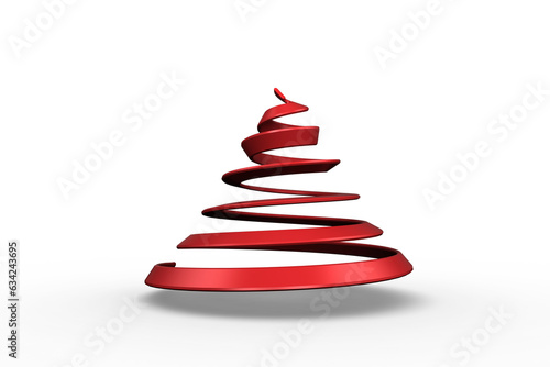 Digital png illustration of red ribbon forming christmas tree on transparent background