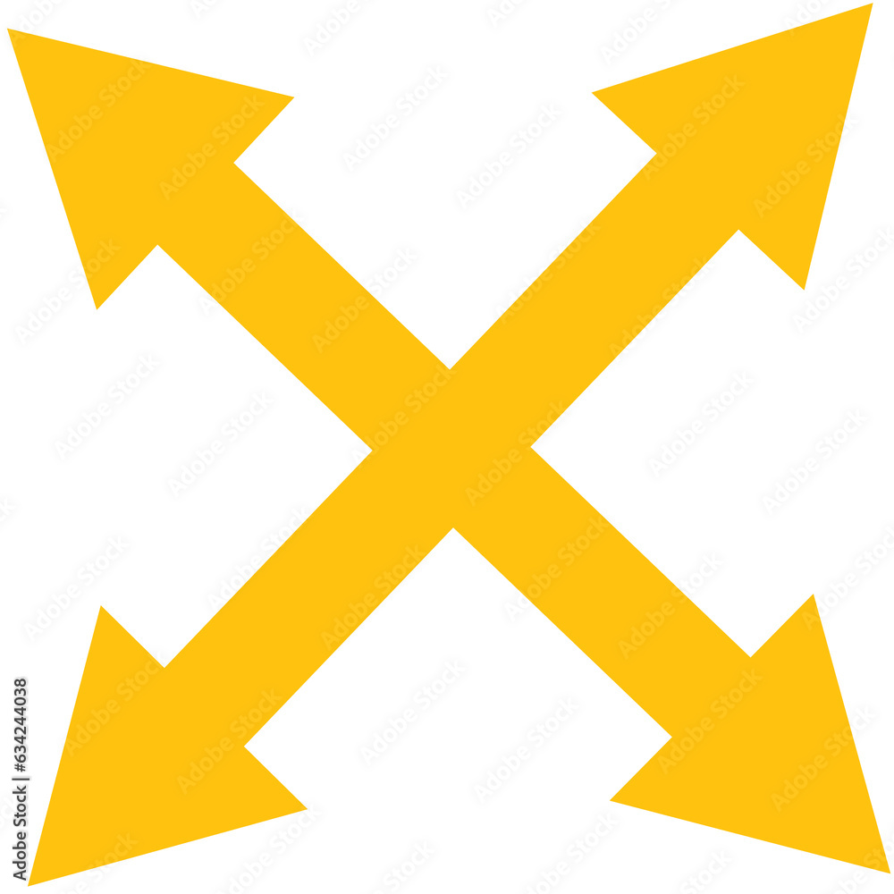 Digital png illustration of yellow cross with arrow heads on transparent background Digital png illustration of yellow cross with arrow heads on transparent background