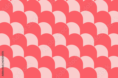 Pink fish scale scallop seamless pattern background. Japanese scallops oval oblong overlapped shapes vector template.