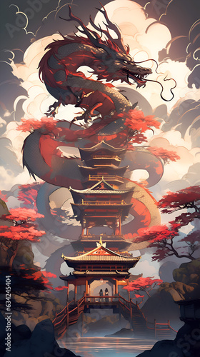 dragon at japonese temple photo