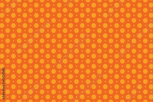 Orange polka dots seamless pattern for textile and fabric prints. Big and small polkadot circles mosaic background. Vector illustration.