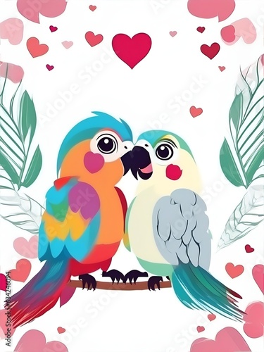 couple of loving parrots