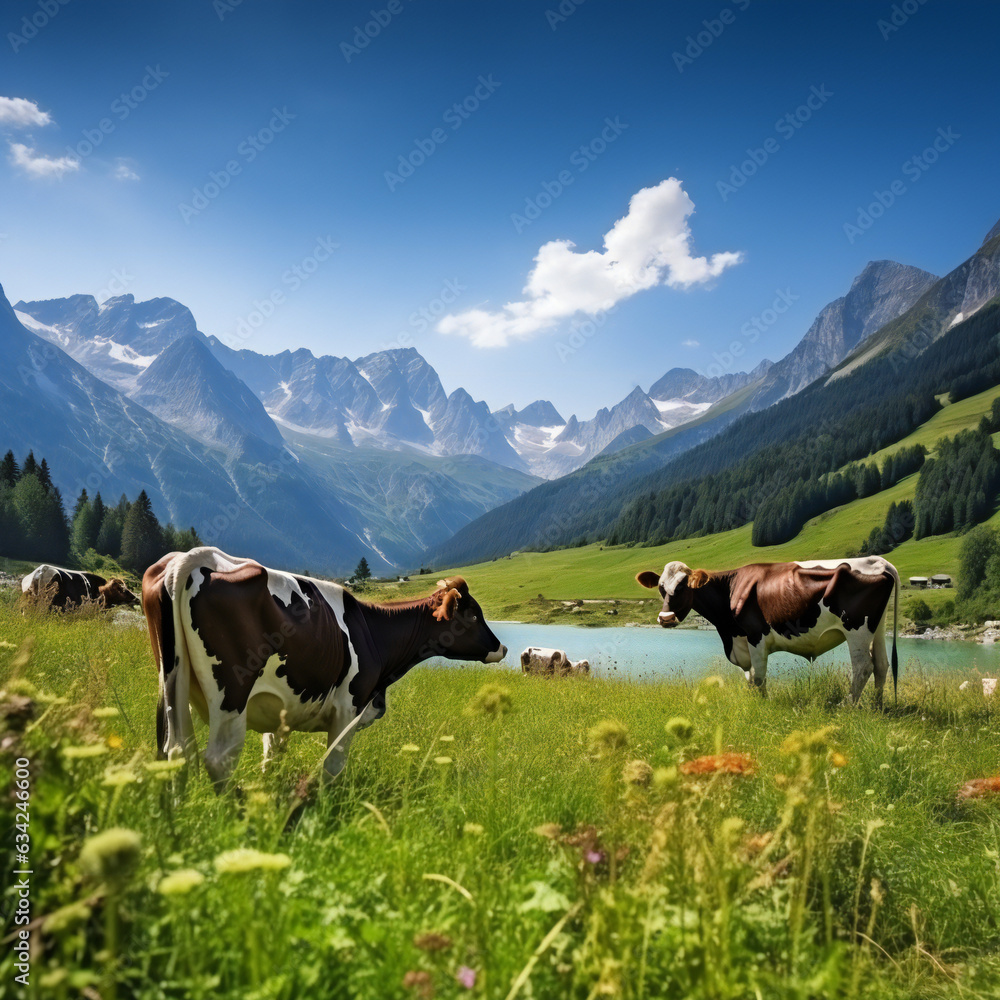 cows on a meadow, generative ai 