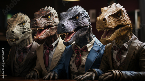 Group of dinosaur in a business suit. Generative Ai © andranik123