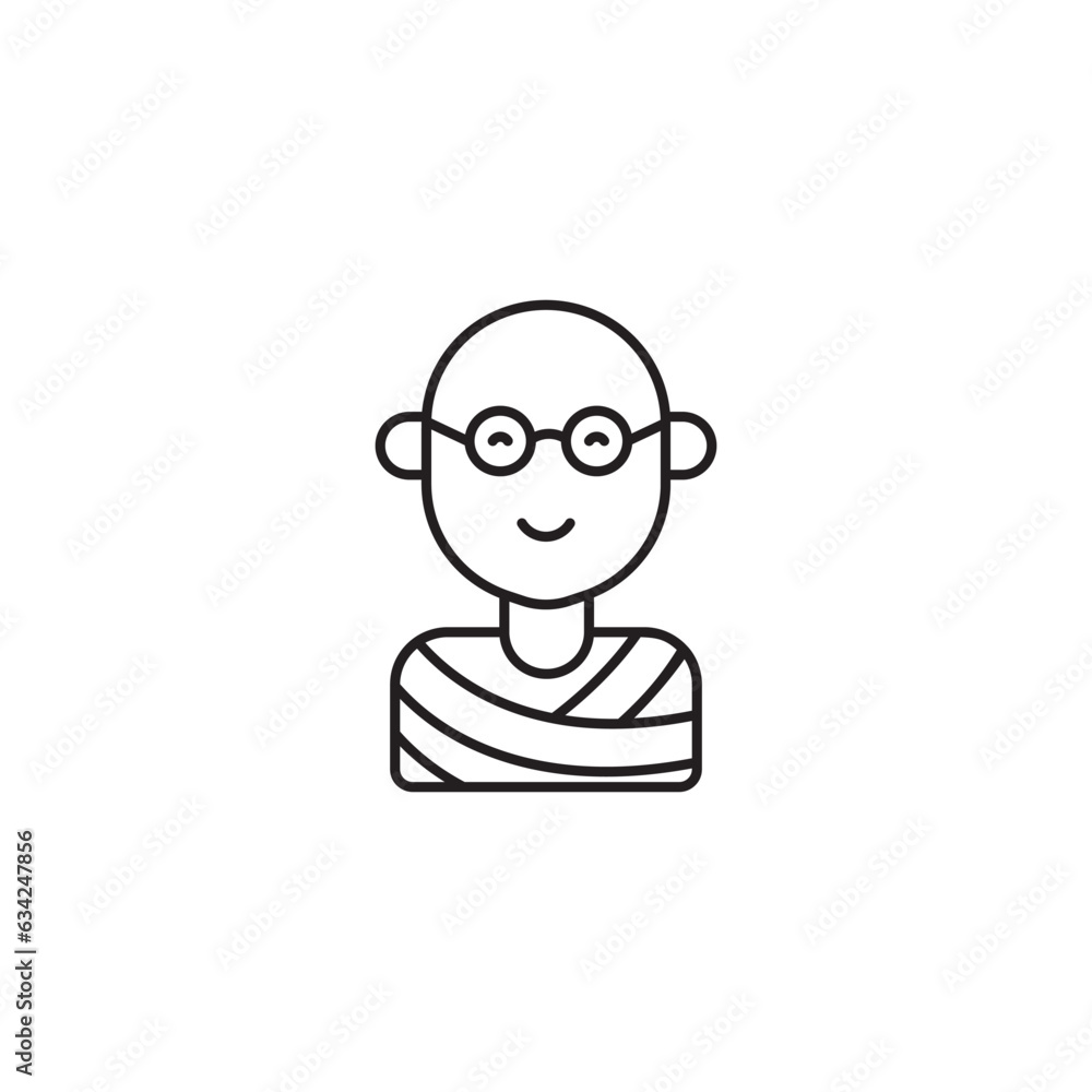 Mahatma Gandhi icon design with white background stock illustration