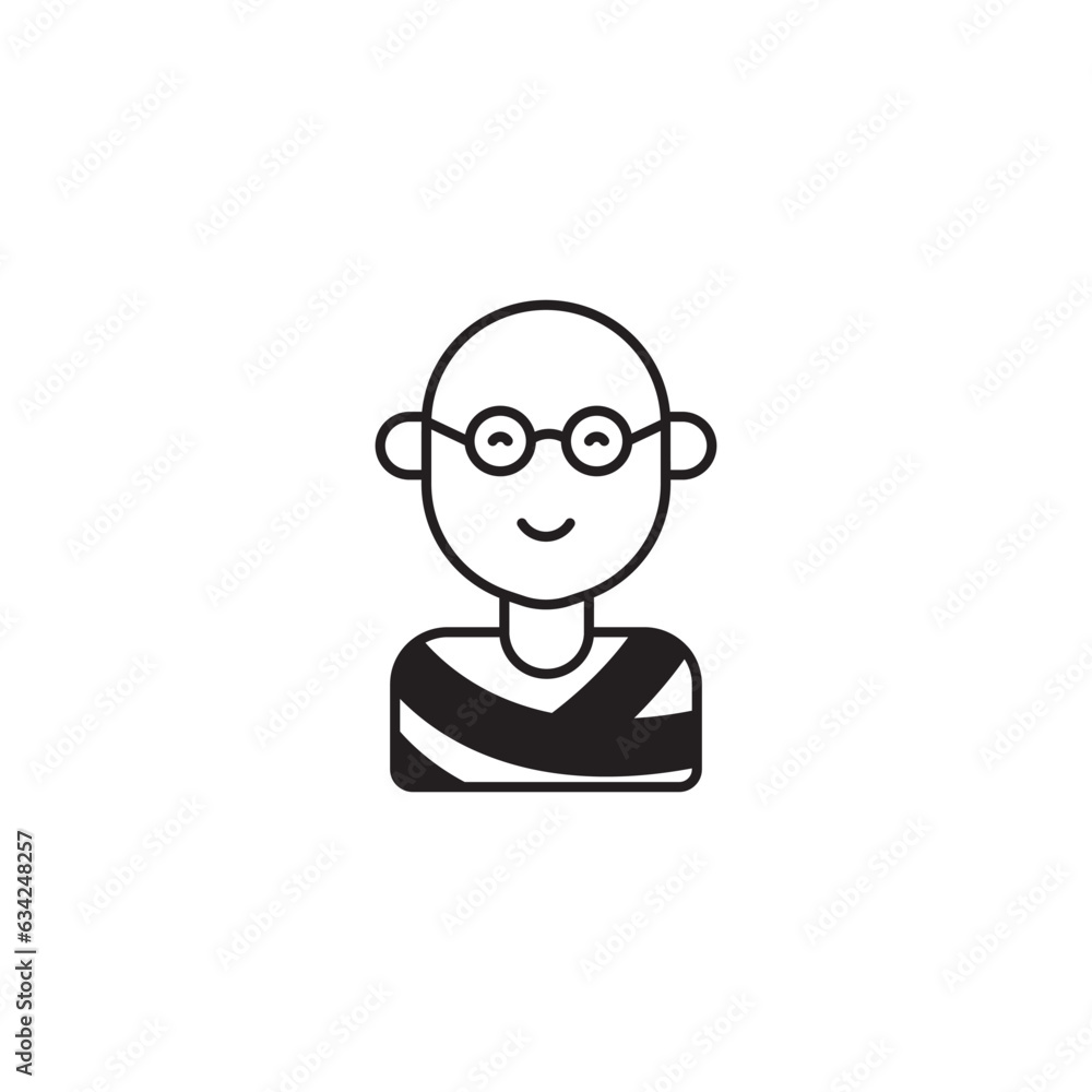Mahatma Gandhi icon design with white background stock illustration