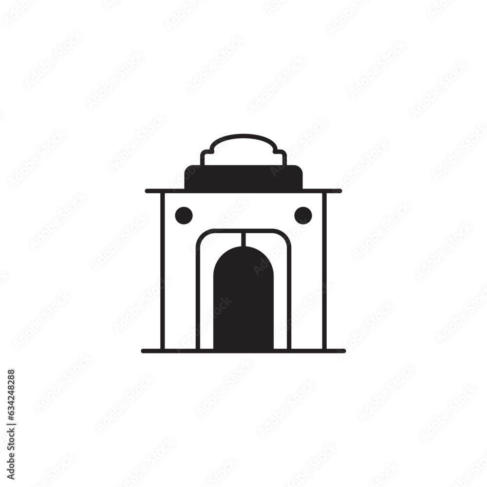 India Gate icon design with white background stock illustration