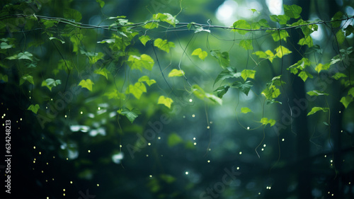 緑の浮葉の背景画像 Generative AI 「Green Floating Leaves background」