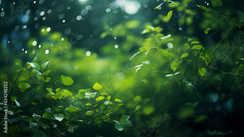 緑の浮葉の背景画像 Generative AI 「Green Floating Leaves background」