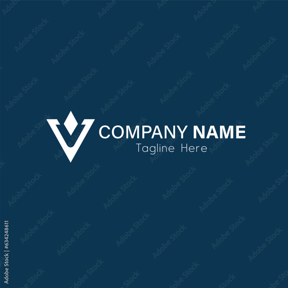 V letter logo design vector in blue background V letter logo design vector in blue background