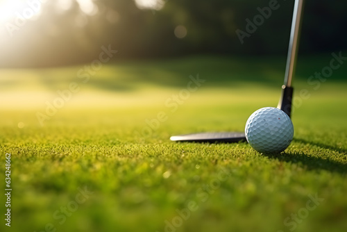 closeup view of golf bandy and golf ball on the grass