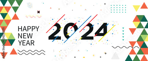 New year 2024 with a geometric background. 2024 greeting card, new year vector illustration 
