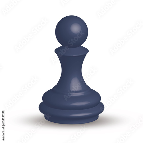 3d blue pawn chess piece isolated on white background. Vector illustration.