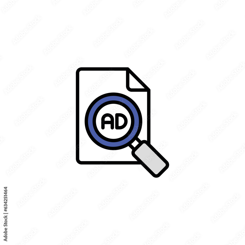 AD Search icon design with white background stock illustration AD Search icon design with white background stock illustration
