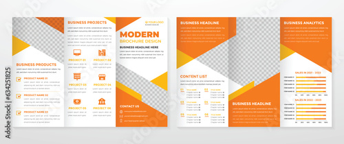 trifold brochure template design with modern style and minimalist layout concept